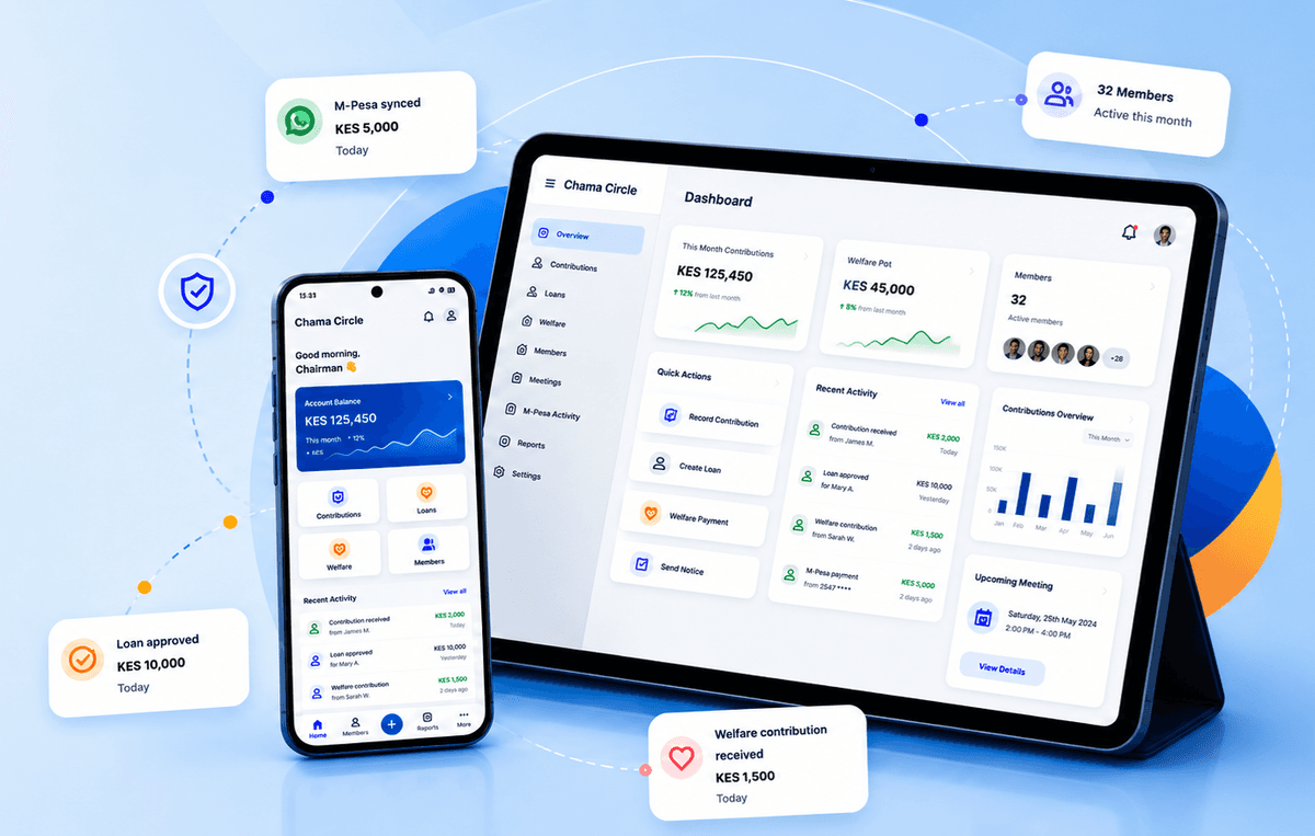Chama Circle Android dashboard